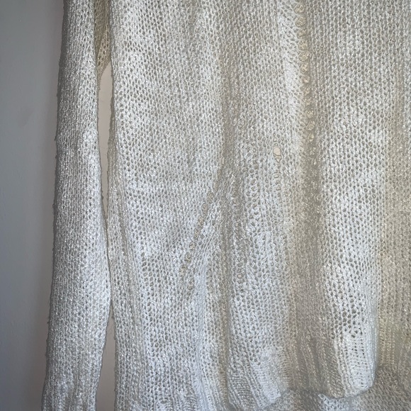 Olivaceous White Distressed Knit Sweater - Picture 3 of 8